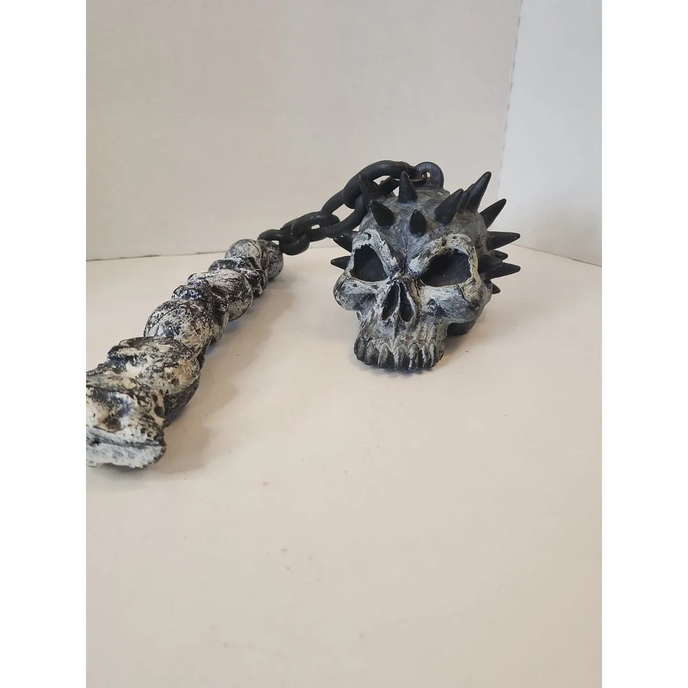 Vintage Skull Flail Mace And Chain Skeleton Medieval Costume Cosplay Rubies 1995